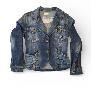 Vitamina Women’s Y2K vintage tailored Jean blazer/ jacket  denim Size Large